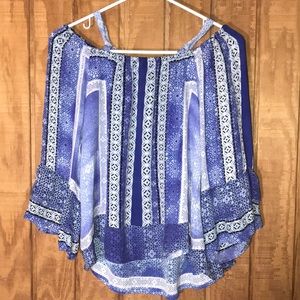 PARKER Off the shoulder Blue top